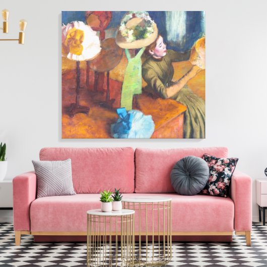 Edgar Degas - De Millinery Shop Canvas Afdruk (Insitu (Woonkamer))