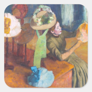 Edgar Degas - De Millinery Shop Vierkante Sticker