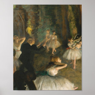 Edgar Degas de repetitie van de ballet op het podi Poster
