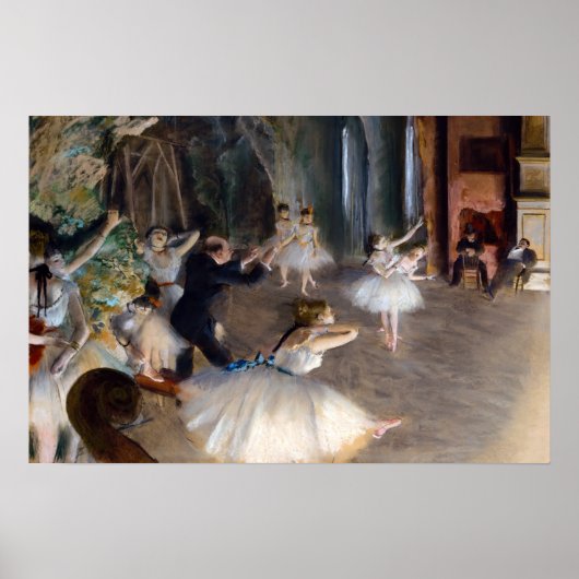 Edgar Degas - De repetitie van het ballet op het p Poster (Voorkant)
