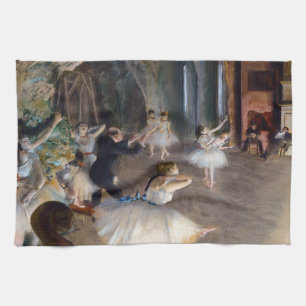Edgar Degas - De repetitie van het ballet op het p Theedoek