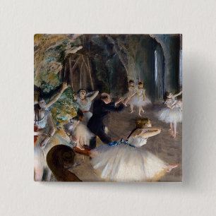Edgar Degas - De repetitie van het ballet op het p Vierkante Button 5,1 Cm