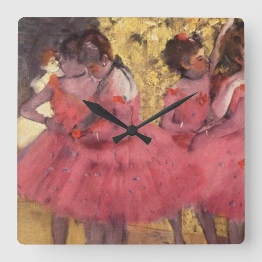 Edgar Degas de roze dansers Vierkante Klok (Voorkant)