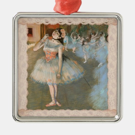 Edgar Degas de Star Dancer met Blush Lace Trim Metalen Ornament (Voorkant)