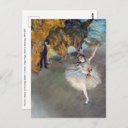 Edgar Degas - De Ster / Danseres op het Podium Briefkaart (Voorkant / Achterkant)
