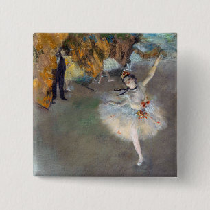Edgar Degas - De Ster / Danseres op het Podium Vierkante Button 5,1 Cm