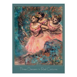 Edgar Degas Drie dansers in Red CC0390 Perfect Poster