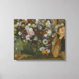 Edgar Degas - Een vrouw die naast een Vaas zit Canvas Afdruk