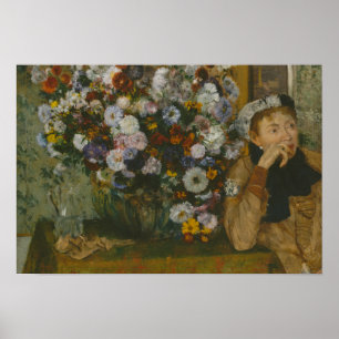 Edgar Degas - Een vrouw die naast een Vaas zit Poster