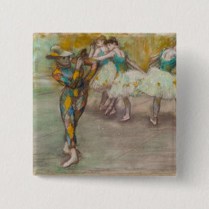 Edgar Degas - Harlekijnendans Vierkante Button 5,1 Cm