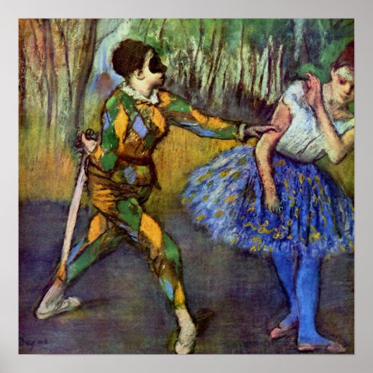Edgar Degas - "Harlequin & Columbine" Poster (Voorkant)