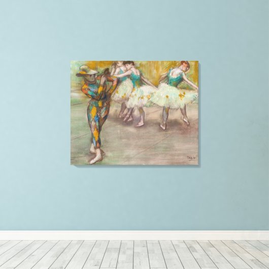 Edgar Degas - Harlequin Dance Canvas Afdruk (Insitu (Houten vloer))