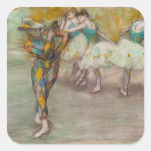 Edgar Degas - Harlequin Dance Vierkante Sticker