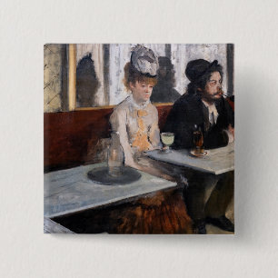 Edgar Degas - In een café / De absint Vierkante Button 5,1 Cm