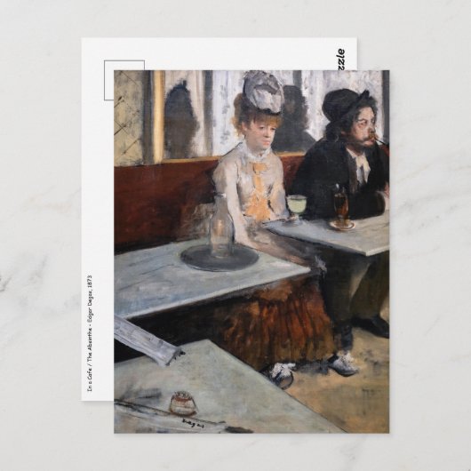 Edgar Degas - in een cafe / de Absinthe Briefkaart (Voorkant / Achterkant)