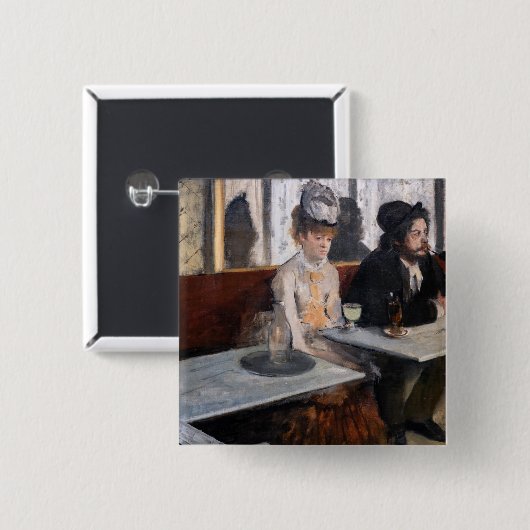Edgar Degas - in een cafe / de Absinthe Vierkante Button 5,1 Cm (Voorkant /achterkant)