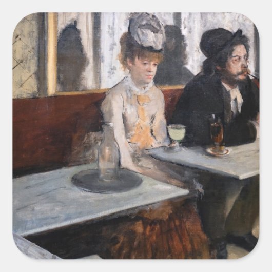 Edgar Degas - in een cafe / de Absinthe Vierkante Sticker (Voorkant)