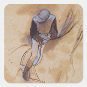 Edgar Degas Jockey gebogen voorwaarts staand Vierkante Sticker