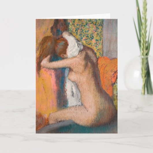 Edgar Degas - Na de Bath wemende vrouw nek Kaart (Voorkant)