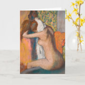 Edgar Degas - Na de Bath wemende vrouw nek Kaart (Gele Bloem)