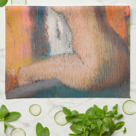 Edgar Degas - Na de Bath wemende vrouw nek Theedoek (Gevouwen)