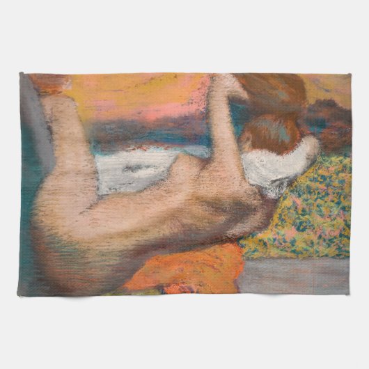 Edgar Degas - Na de Bath wemende vrouw nek Theedoek (Horizontaal)