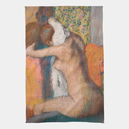 Edgar Degas - Na de Bath wemende vrouw nek Theedoek (Verticaal)