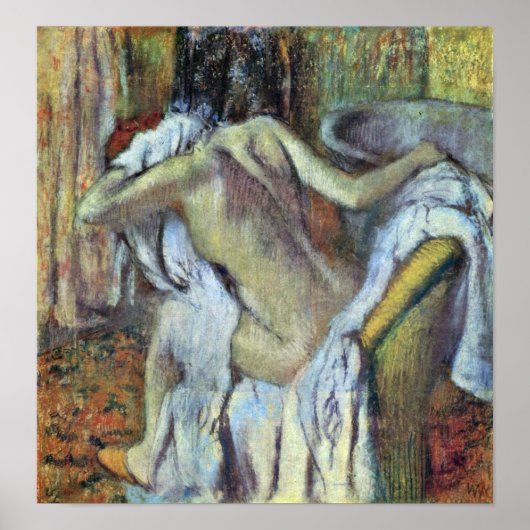 Edgar Degas - Na het bad tot aan de droog vrouw Poster (Voorkant)