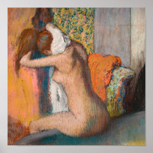 Edgar Degas - Na het bad, vrouw droogt haar nek af Poster (Voorkant)