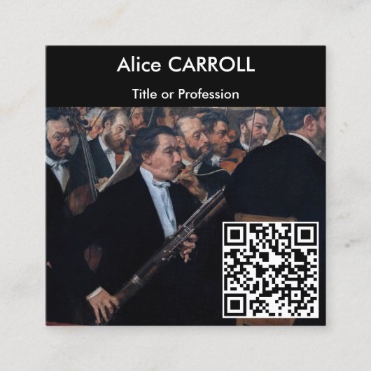 Edgar Degas - Orchestra bij de Opera - QR-code Vierkante Visitekaartje (Voorkant)