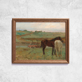 Edgar Degas-paarden in een beemdoude beroemde kuns Poster