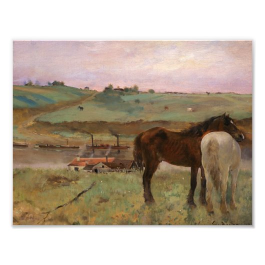 Edgar Degas - Paarden in een weide Foto Afdruk (Voorkant)