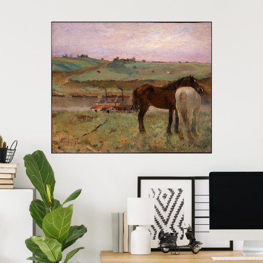 Edgar Degas-paarden in een weide Poster (Thuiskantoor)