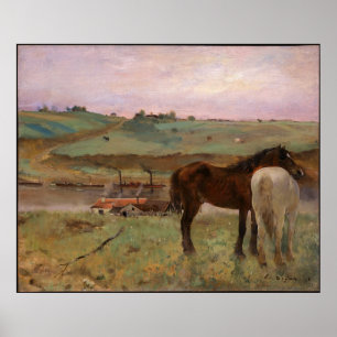  Edgar Degas-paarden in een weide Poster