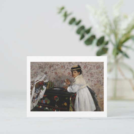 Edgar Degas | Portret van Mlle Hortense Valpin � a Briefkaart (Staand voorkant)