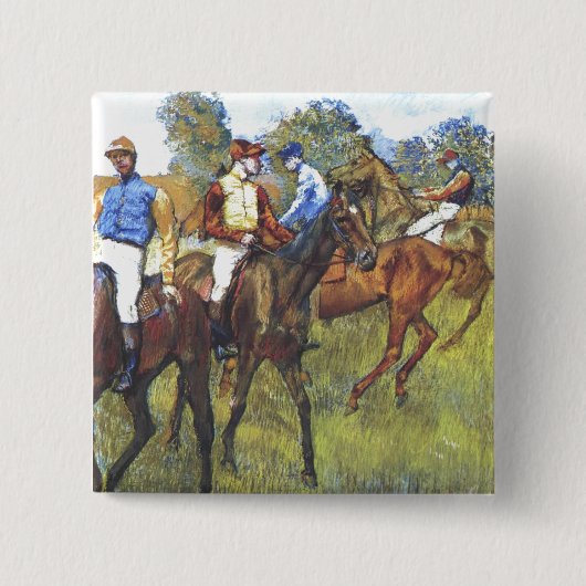 Edgar Degas - Race Horses Jockey Trees Rennpferde Vierkante Button 5,1 Cm (Voorkant)