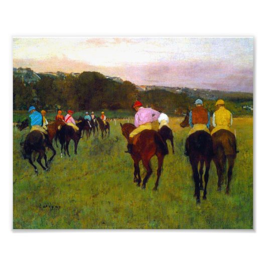 Edgar Degas Race Paarden in Longchamp Foto Afdruk (Voorkant)