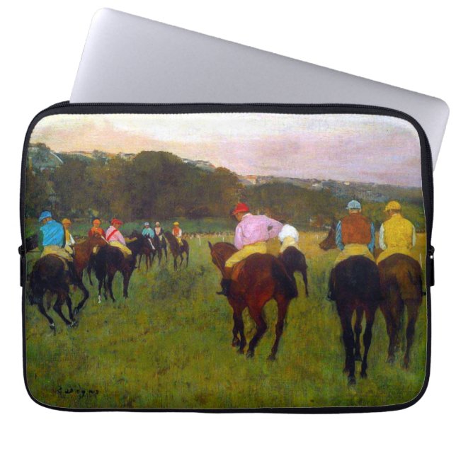 Edgar Degas Race Paarden in Longchamp Laptop Sleeve (Voorkant)