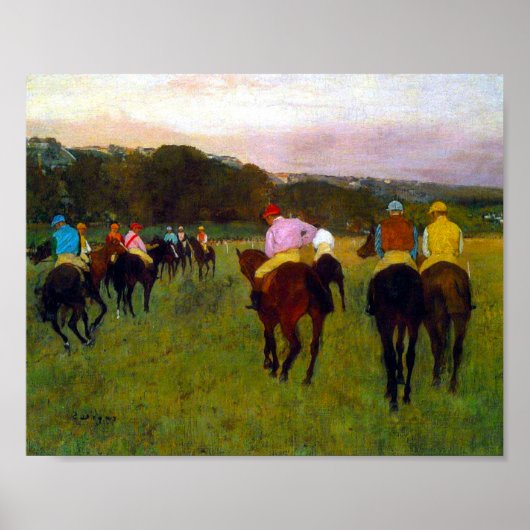 Edgar Degas Race Paarden in Longchamp Poster (Voorkant)