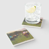 Edgar Degas Race Paarden in Longchamp Stenen Onderzetter (Zijkant)