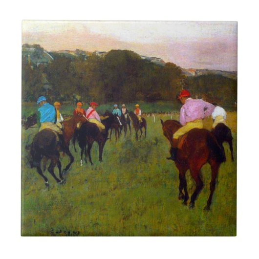 Edgar Degas Race Paarden in Longchamp Tegeltje (Voorkant)