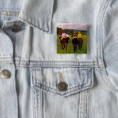 Edgar Degas Race Paarden in Longchamp Vierkante Button 5,1 Cm (In situ)