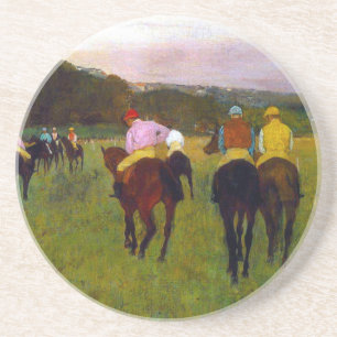 Edgar Degas Race Paarden in Longchamp Zandsteen Onderzetter