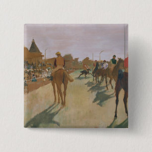 Edgar Degas   Race-paarden voor de kust Vierkante Button 5,1 Cm