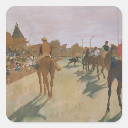 Edgar Degas | Race-paarden voor de kust Vierkante Sticker (Voorkant)