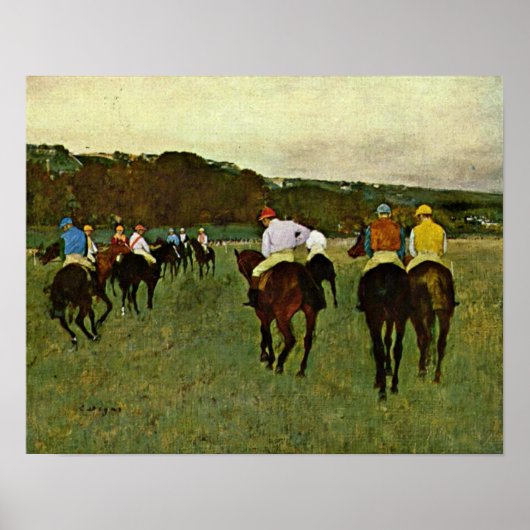 Edgar Degas - Racepaarden in Longchamp Poster (Voorkant)