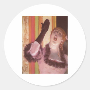 Edgar Degas - Singer met Glove 1878 Woman Flower Ronde Sticker