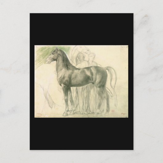 Edgar Degas Studie van een paard met cijfers Briefkaart (Voorkant)