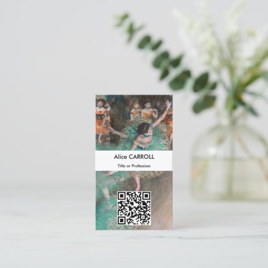 Edgar Degas - Swaying Dancer - QR-code Visitekaartje (Staand voorkant)