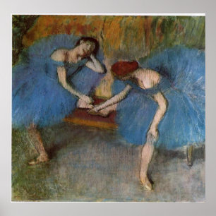 Edgar Degas - Twee danseres Blue Tutu Redhead Danc Poster